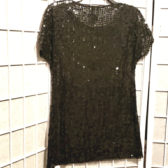 23rd St. BLACK SEQUIN TOP 100% POLYESTER SZ S - Picture 2 of 5